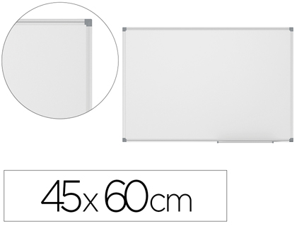 Papeterie Scolaire : Tableau blanc vanerum émaillé magnétique cadre aluminium anodisé fixation mur 45x60cm