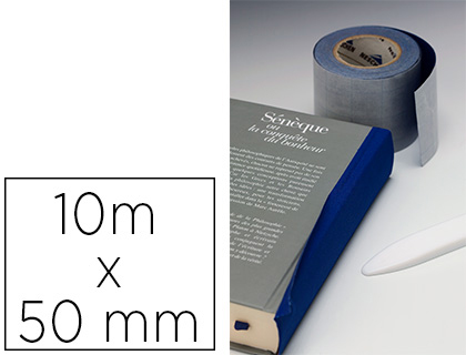 Papeterie Scolaire : Toile de coton desacidifie adhesive blanche pour reparer les dos de livre 10mx50mm