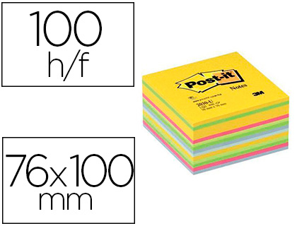 Fournitures de bureau : Bloc-notes post-it cube super sticky 76x76mm coloris assortis 450f