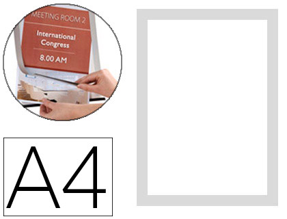 Papeterie Scolaire : Cadre affichage q-connect magnétique a4 dos adhésif repositionnable coloris argent paquet de 2
