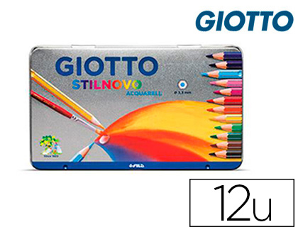 Papeterie Scolaire : Crayon couleur giotto stilnovo acquarellable hexagonal 6,8mm mine qualite superieure 3,3mm boite de 12