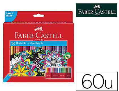 Fournitures de bureau : Crayon couleur faber-castell chateau accordeon mine resistante etui de 60 couleurs fluos metallises