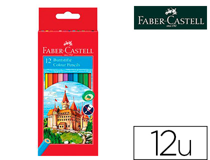 Fournitures de bureau : Crayon couleur faber-castell chateau accordeon mine resistante etui de 12 couleurs vives