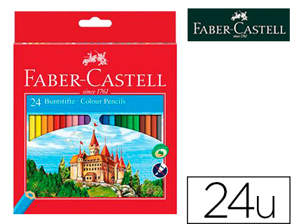 Fournitures de bureau : Crayon couleur faber-castell chateau accordeon mine resistante etui de 24 couleurs vives