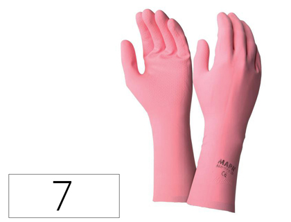 Fourniture de bureau : Gant menage usage quotidien coloris rose sachet 1 paire taille 7/75
