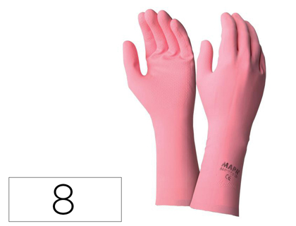 Fourniture de bureau : Gant menage usage quotidien coloris rose sachet 1 paire taille 8/85