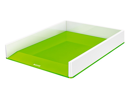 Fourniture de bureau : Corbeille courrier leitz wow dual polystyrene superposable large ouverture avant capacite 300f coloris vert