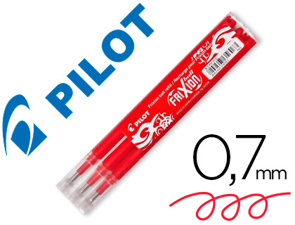 Papeterie Scolaire : Recharge roller pilot frixon ball clicker pointe moyenne 0,7mm set 3 unités coloris rouge