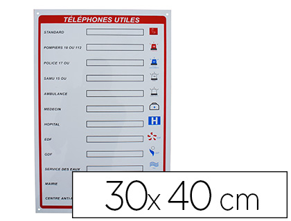 Papeterie Scolaire : Panneau telephone d'urgence pvc souple 30x40cm
