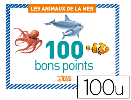 Papeterie Scolaire : Bons points editions lito animaux mer texte pedagogique au verso 79x57mm boite 100