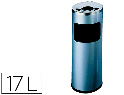 Fournitures de bureau : Corbeille papier durable safe ronde acier inoxydable 17l et cendrier etouffoir 2l 63x25cm
