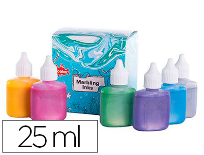 Papeterie Scolaire : Marbling oz international base huile resiste eau lumiere couleurs miscibles kit 6 couleurs metallisees
