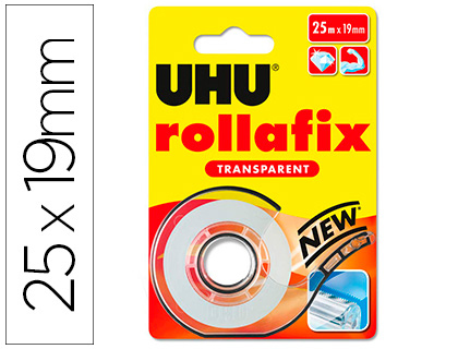 Fourniture de bureau : Ruban adhesif uhu rollafix transparent avec devidoir 25mx19mm
