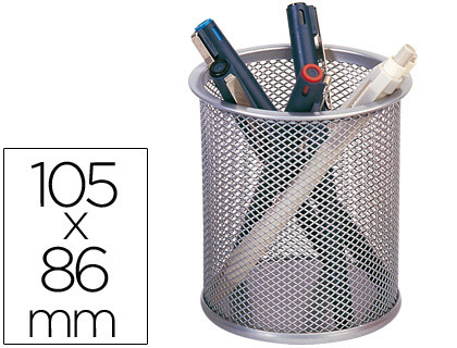 Fournitures de bureau : Pot à crayons q-connect maille métallique hauteur 105mm diamètre 70mm coloris argent