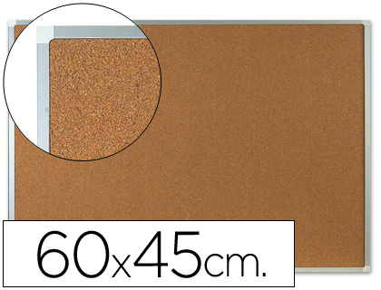 Fourniture de bureau : Tableau liège q-connect mural cadre aluminium résistance humidité accessoires fixation mur 1mm épaisseur 60x45cm
