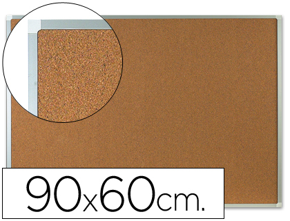 Fourniture de bureau : Tableau liège q-connect mural cadre aluminium résistance humidité accessoires fixation mur 1mm épaisseur 90x60cm