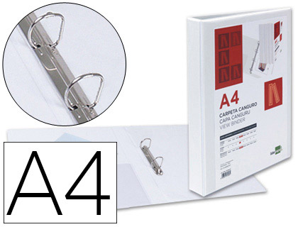 Classeur personnalisable 2 anneaux Liderpapel A4+ dos 28mm coloris blanc