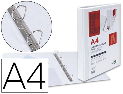 Classeur personnalisable 4 anneaux Liderpapel A4 dos 28mm coloris blanc