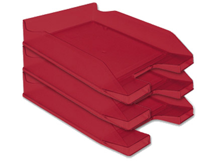 Fournitures de bureau : Corbeille à courrier q-connect polypropylène documents a4 240x320mm empilable coloris rouge transparent