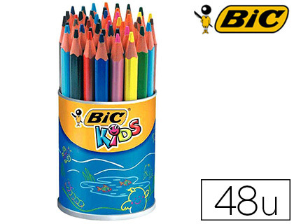 Fournitures de bureau : Crayon couleur bic kids evolution résine synthèse 140mm triangle gros module résiste mordillage pot de 48 
