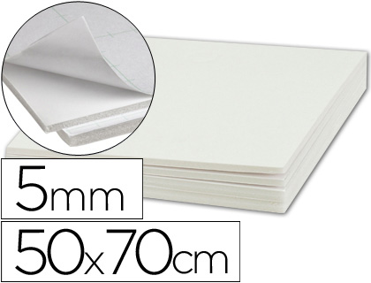 Fourniture de bureau : Carton plume liderpapel adhésif 50x70cm épaisseur 5mm unicolore blanc