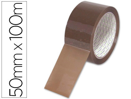Papeterie Scolaire : Ruban adhésif q-connect polypropylène 100mx50mm pour un emballage silencieux coloris havane