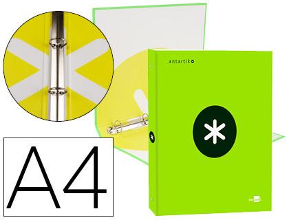 Classeur liderpapel antartik 4 anneaux ronds 25mm a4 carton rembordé coloris vert