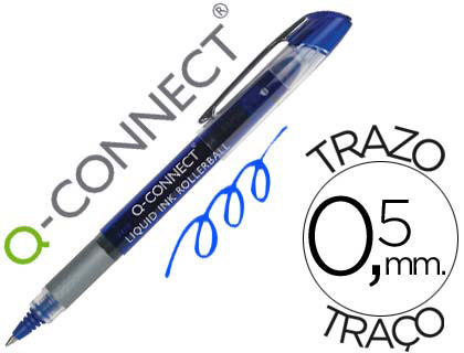 Q-Connect Grip - Roller - Pointe Moyenne 0,7mm - Bleu