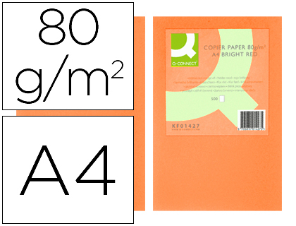 Fourniture de bureau : Papier couleur q-connect multifonction a4 80g/m2 unicolore orange intense ramette 500 feuilles