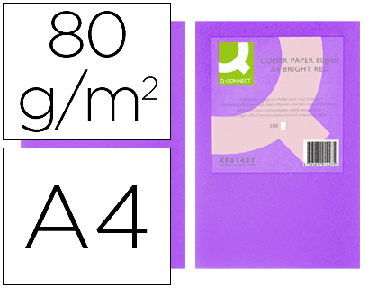 Fourniture de bureau : Papier couleur q-connect multifonction a4 80g/m2 unicolore lilas ramette 500 feuilles