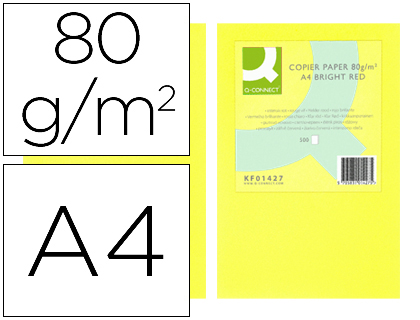 Fourniture de bureau : Papier couleur q-connect multifonction a4 80g/m2 unicolore jaune néon ramette 500 feuilles