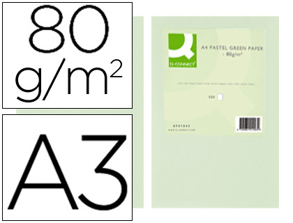 Fourniture de bureau : Papier couleur q-connect multifonction a3 80g/m2 unicolore vert ramette 500 feuilles