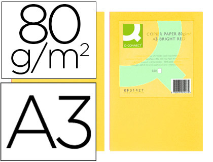 Fourniture de bureau : Papier couleur q-connect multifonction a3 80g/m2 unicolore jaune ramette 500 feuilles