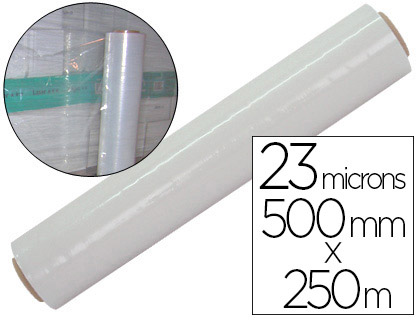 Papeterie Scolaire : Film étirable 500mmx250m épaisseur 23 microns bonne adhérence transparent