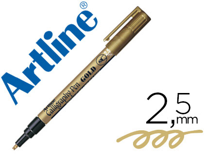 Artline Calligraphie Pen - Marqueur - Pointe Biseautée - Trait 2.5mm - Or