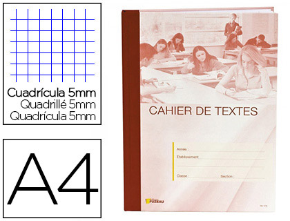 Edition Fuzeau - Cahier de Textes pour Enseignants - A4 (21x29,7 cm) - 232 Pages - Petits Carreaux (5x5 mm)