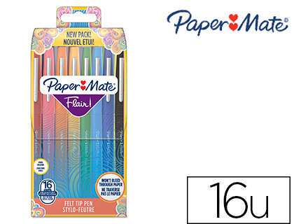 Paper Mate Flair Original - Feutre Fin - Pointe Moyenne 1mm - Etui de 16