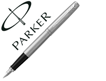 Parker Jotter - Stylo Plume - Acier Inoxydable Avec Attributs Chromés - Pointe Moyenne - Encre Bleue