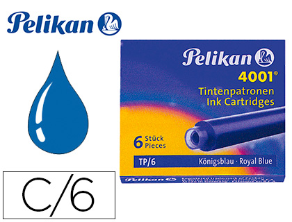 Pelikan - Cartouche d'Encre Courte - Encre Bleu Royal Effaçable - Etui de 6