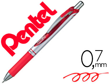Pentel Energel BL77-BO - Roller Rétractable - Pointe Moyenne 0.7mm - Rouge