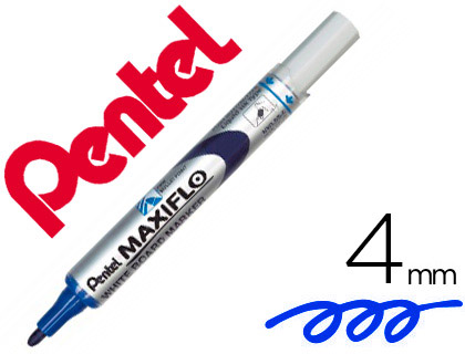 Pentel Maxiflo - Marqueur Effaçable - Pointe Ogive 4mm - Bleu