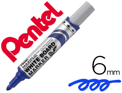 Pentel Maxiflo - Marqueur Effaçable - Pointe Ogive 6mm - Bleu