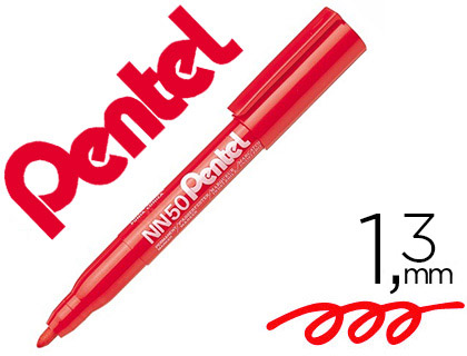 Pentel NN50 - Marqueur Indélébile - Pointe Ogive 1.3mm - Rouge