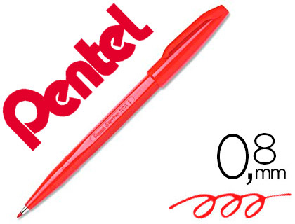 Pentel Sign Pen S520 - Feutre Fin - Pointe Moyenne 1mm - Rouge