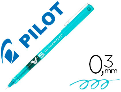 Pilot Hi-Tecpoint V5 - Roller - Pointe Fine 0,5mm - Bleu Turquoise