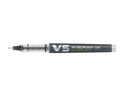 Pilot Hi-Tecpoint V5 - Roller Rechargeable - Pointe Fine 0,5 mm - Noir