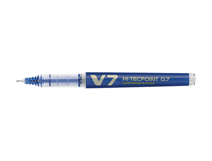 Pilot Hi-Tecpoint V7 - Roller Rechargeable - Pointe Moyenne 0,7 mm - Bleu