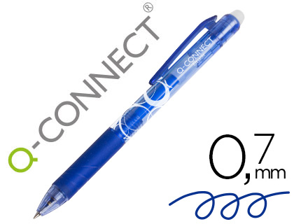 Q-Connect Grip - Roller Effaçable - Pointe Moyenne 1mm - Bleu