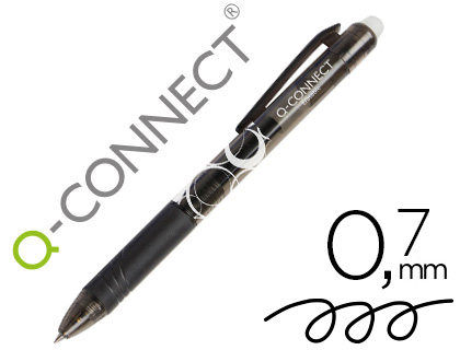 Q-Connect Grip - Roller Effaçable - Pointe Moyenne 1mm - Noir