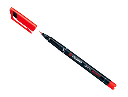 Stabilo Ohp Pen - Feutre Fin Permanent - Pointe Extra Fine 0.4mm - Rouge